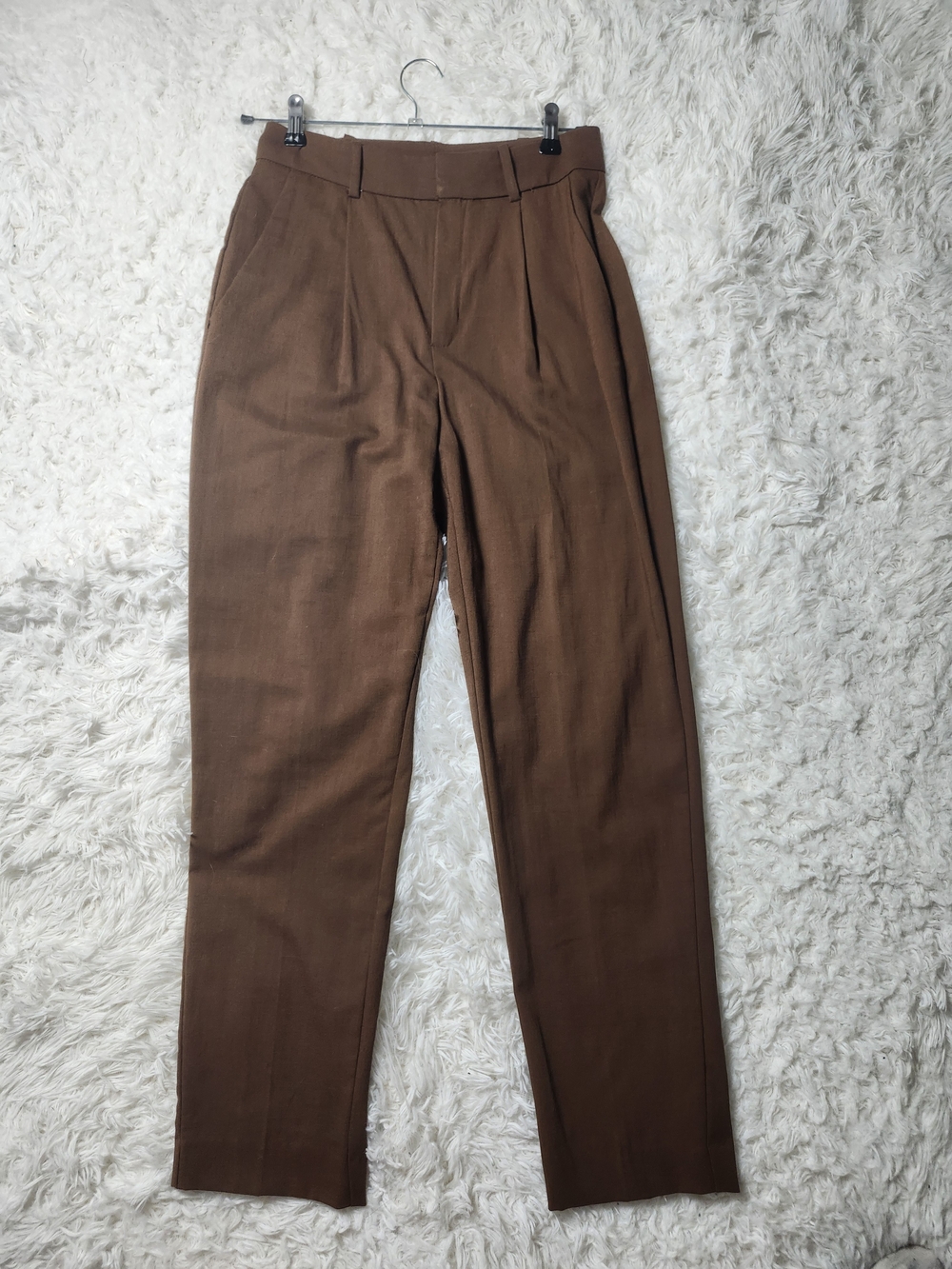 Like New Mango XXS High-Rise Pleated Women's Trousers in Brown